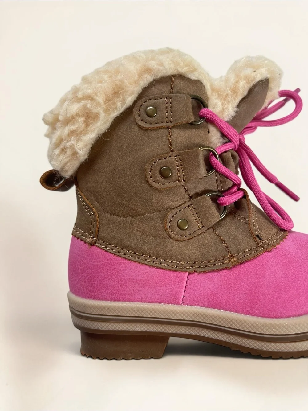 PAWZ by BEARPAW EUC/NWOT Hot Pink & Brown Wool Blend Lined Winter Boots